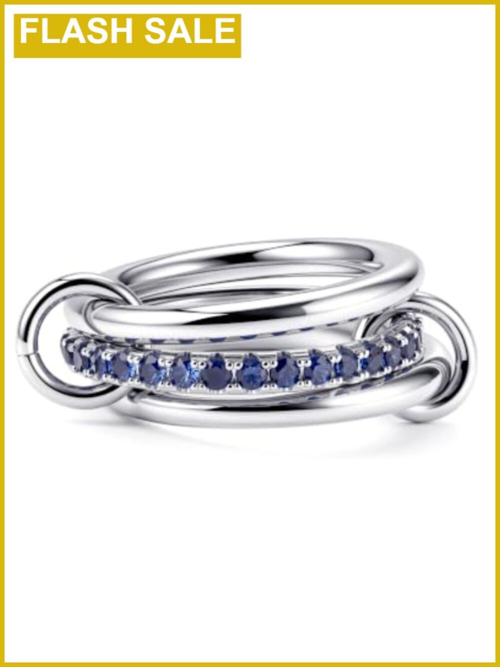 Silver Plated Interlocked Triple Band Stacking Ring for Women Size 7